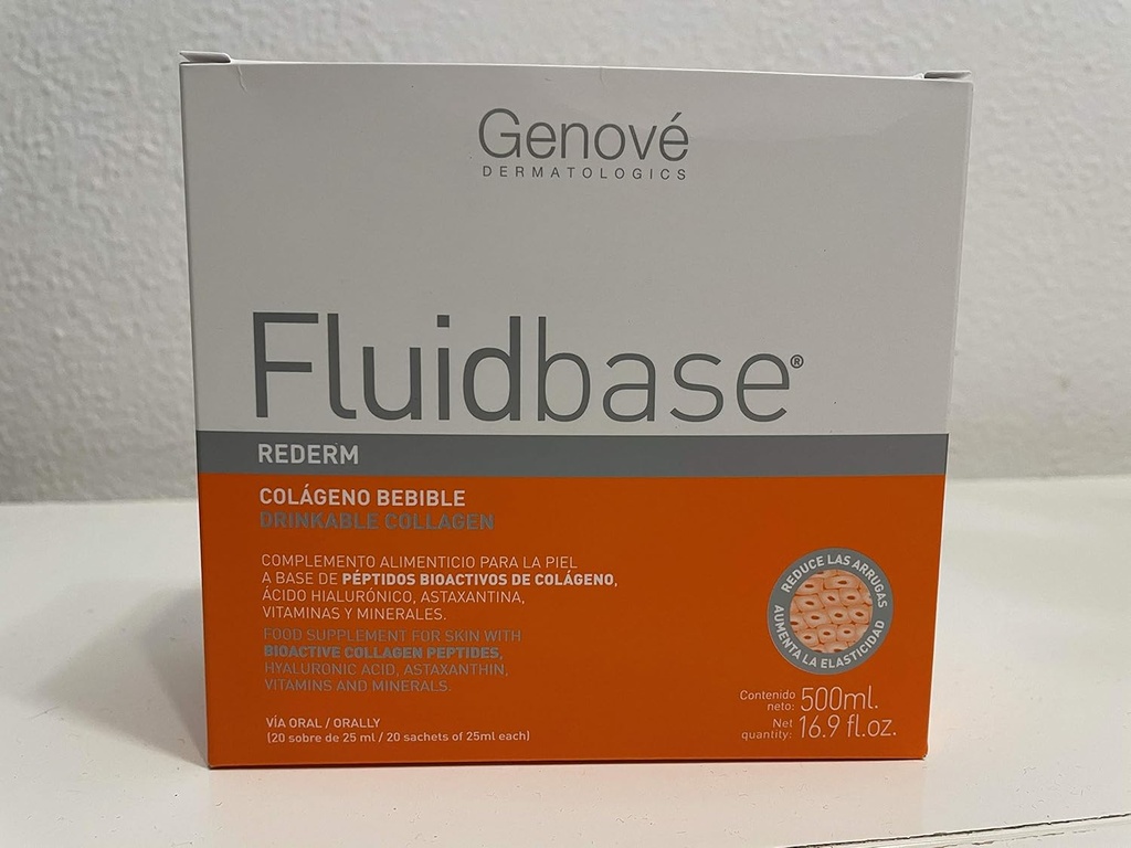 Fluidbase ® Rederm Drinkable Collagen 20 breve med 25 ml hver. Colágeno Bebible