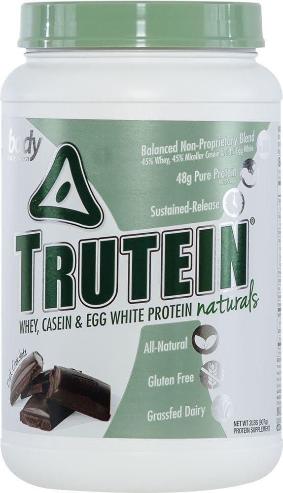 Kropsernæring Protein Powder - Trutein Naturals Dark Chocolate 2lb Whey, Casein & Egg White - Natural Low Carb Keto Friendly Drikke - Lean Muscle Builder, vægttab, træning, inddrivelse
