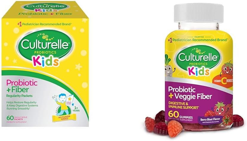 Culturelle Kids Probiotiske + Fiber Pakninger 60 Grev & Daglige Probiotiske Gummies 60 Greve - fordøjelse og immunforsvar