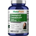 NusaPure Chlorophyll 200: 1 Extract, 400 mg Tilsvarende 80,000mg 60 Veggie Caps (Tilsvarende 80000mg pr Servering, Non- GMO, Vegan) Natriumkobber Chlorophyllin