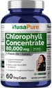NusaPure Chlorophyll 200: 1 Extract, 400 mg Tilsvarende 80,000mg 60 Veggie Caps (Tilsvarende 80000mg pr Servering, Non- GMO, Vegan) Natriumkobber Chlorophyllin