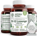 Naturlige Nutra Vitamin B12 supplement, Hjælper med at øge energiniveauer, Essential for sund nervesystem, Hjælper med at forbedre mood & mental sundhed, Understøtter kardiovaskulære system, 100 Lozenges