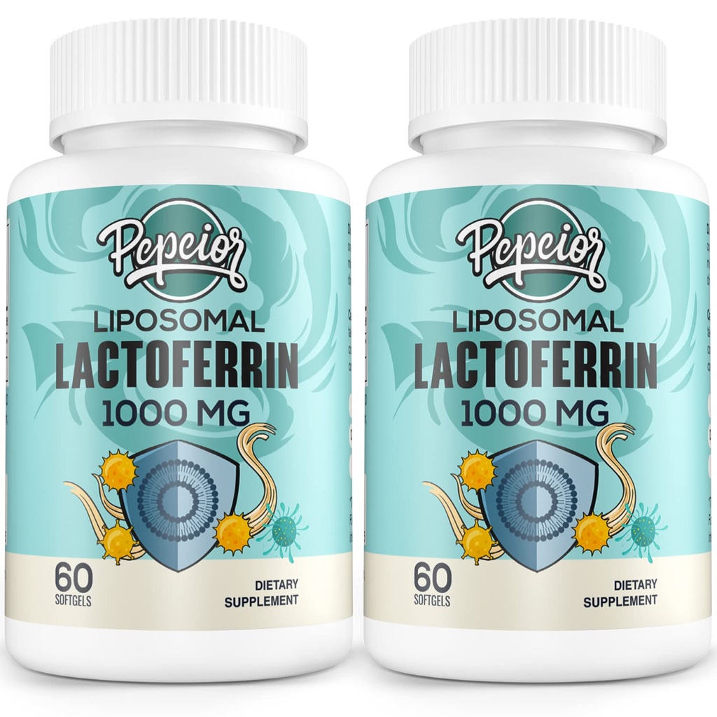 Liposomal Bovine Lactoferrin 1000 mg - til Iron Absorption & immunfunktion Lactoferrin Kosttilskud til voksne, 60 Softgel (2 Flaske)