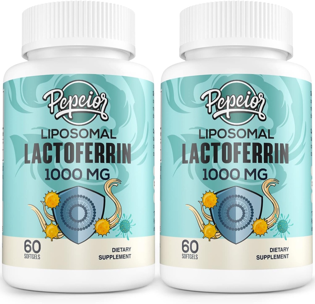 Liposomal Bovine Lactoferrin 1000 mg - til Iron Absorption & immunfunktion Lactoferrin Kosttilskud til voksne, 60 Softgel (2 Flaske)