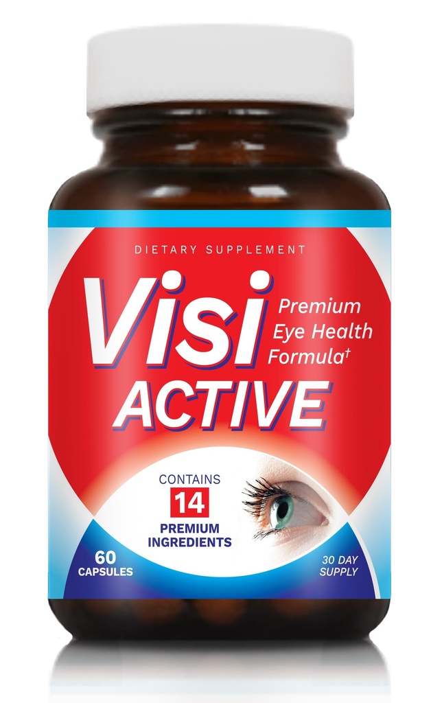 Vision Support Supplement - Eye Health Formel med L- tartrate, Resveratrol, Blueberry Extract, Vitamin A, C, D & 11 Ingredienser til Vision Support - 60 kapsler / flaske - 1 pakke