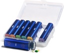 Metal Weekly Pill Organizer 2 gange om dagen, Aluminium Alloy Portable Travel Pill Box 7 dag, AM PM to gange daglig Pill sag for vitamin, medicin, tillæg, fiskeolie