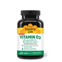 Country Life Vitamin D3 5000 IE - Høj potens, Non- Fish Source, Understøtter ben sundhed, immunfunktion & Calcium Absorption - 365 Softels, Certified Gluten- Free, Long- Term Supply
