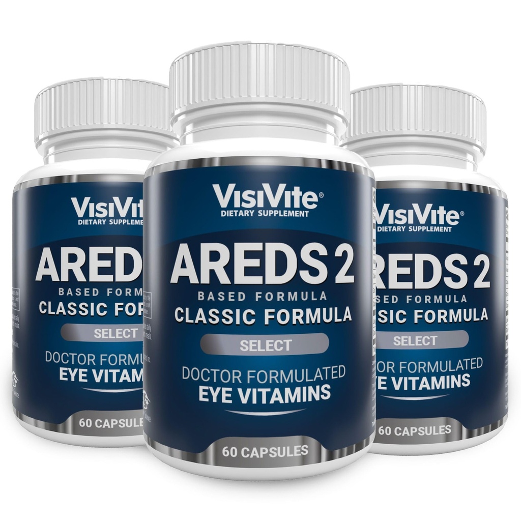 AREDS 2 Select Eye Vitaminer til makulær støtte - Vitaminer til øjne med Zeaxanthin Plus Lutein Macular Supplement - Premium Macular Health Formel - Eye Supplements - 60 Kapsler - (pakke med 3)