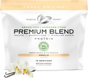 Muskel Feast Grass Fed Premium Blend Whey Protein, Hydrolyzed Whey, Isolate, Micellar Casein, 21g Protein, 100 kalorier (Vanilla, 5lb)