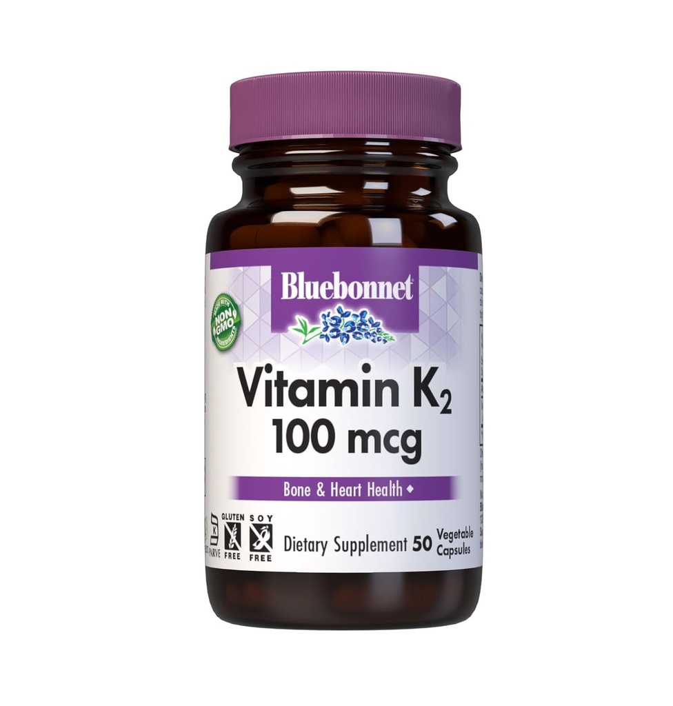 Vitamin K2 (som Menaquinone- 7) (fra natto ekstrakt ved hjælp af Bacillus subtilis) 100 mcg. Øvrige indholdsstoffer: Kosher vegetabilske kapsler, vegetabilsk cellulose, vegetabilsk magnesiumstearat