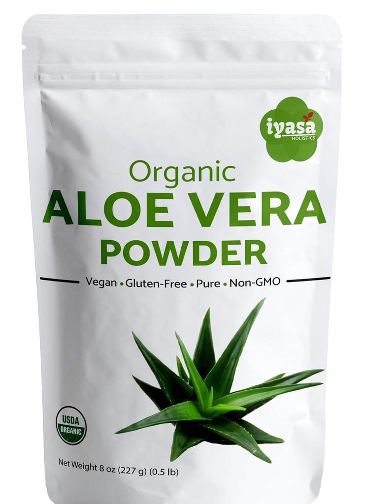 Organic Aloe Vera Powder, Aloe Barbadensis for Cooling Face and Hair Mask, Natural Moisturizer, ONE Resealbale Pack of 8 oz/223 Gram