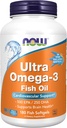 Now Foods Supplements, Ultra Omega-3, 500 EPA og 250 DHA, Cardiovaskulær Support *, 180-Fish Gelatine Softels