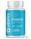 Revive MD D3- vitamintilskud, 5000 IE - højpotens Cholecalciferol til immunforsvar, kalciumabsorption, ben - og muskelsundhed - non- GMO - kosttilskud med ingen fyldstoffer - 60 bløddele