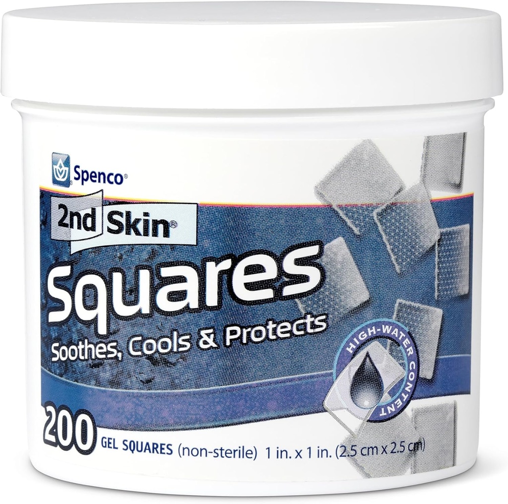 2. Hud Klædning 1 "Squares (200 Greve) - Blister Pads til Feet & Body - Cool Gel Relief Patches - 95% vand formel - non-stick chafing beskyttelse - Bærbar førstehjælp til atleter & vandrere