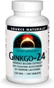 Source Naturals Ginkgo- 24 - Ginkgo Biloba Extract 120 mg Understøtter Mental Acuity - 120 tabletter