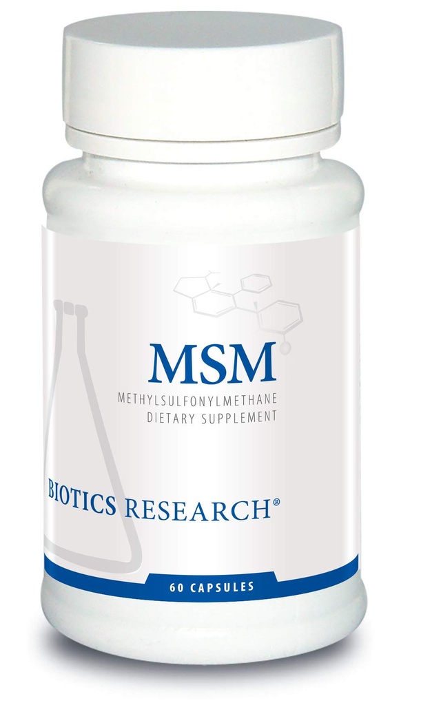 Bioteknik Forskning MSM Potent svovl supplement, Collagen produktion, sundt hår, hud & negle, muskler og fælles komfort. 60 Kapsler