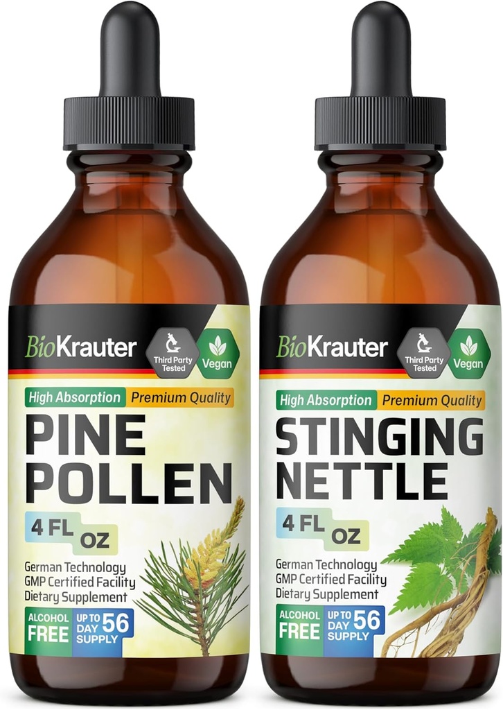 BIO KRAUTER Pine Pollen Tinktur 4 Fl. Oz. & Stinging Nettle Tinktur 4 Fl. Oz.