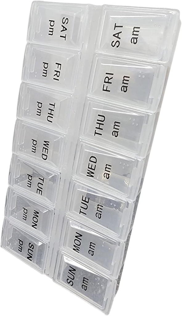 To gange om dagen Pill Organizer, ugedag og nat Pill Container, Dag og nat medicin eller Vitamin til morgen eller nat PM Separation (12)
