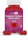 Maxi Health Kvinder Organic Prenatal Gummies - Kosher Cherry Flavored Pre Natal Gummy - Prenatal Vitaminer for kvinder med folinsyre og jern til føtal udvikling, 60 Greve
