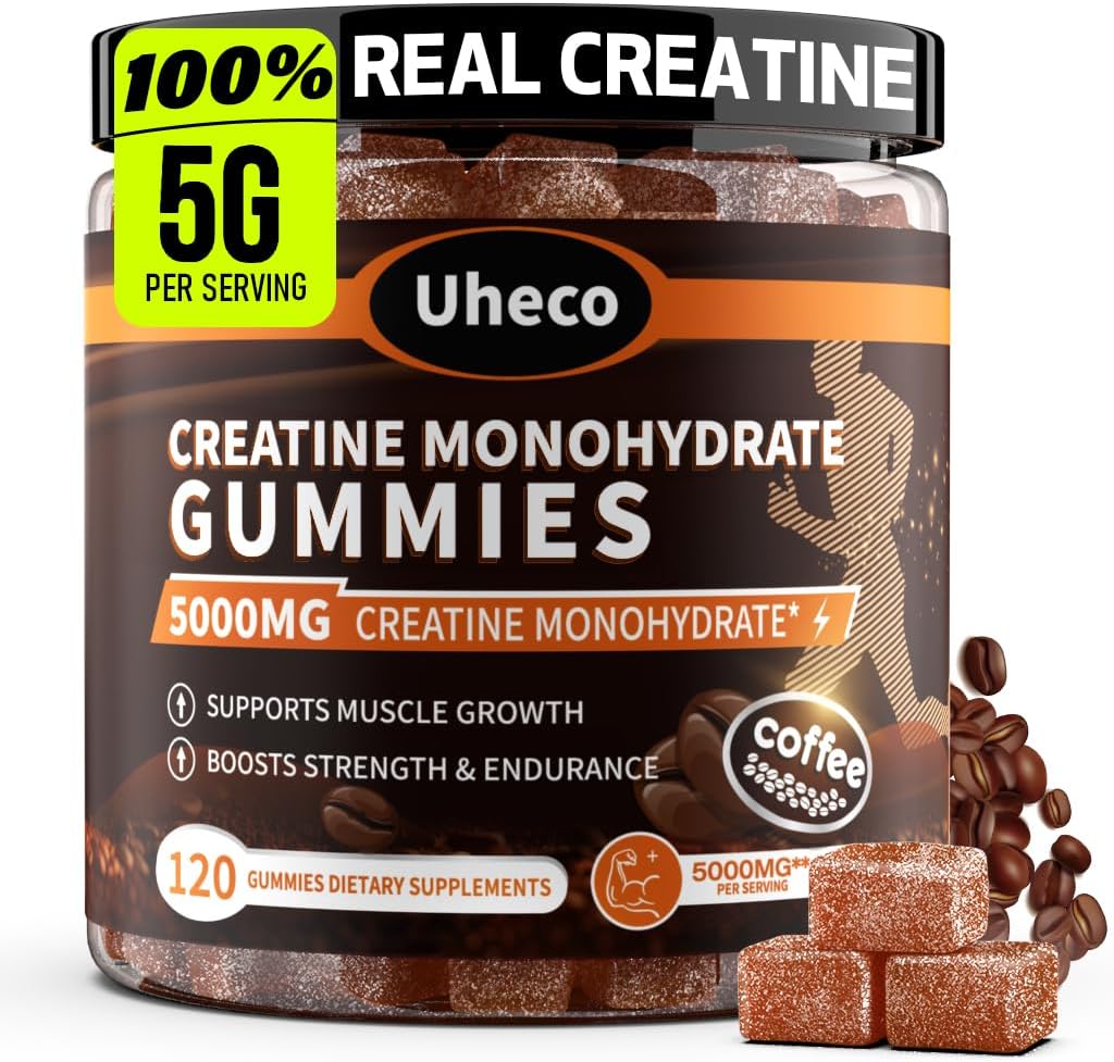 Coffee Flavor Creatinine Monohydrat Gummies for Mænd & Kvinder, Indeholder L- Taurine + vitamin B12, betain, L- Citrullin for at forbedre motion Endurance, Muskelstyrke -120 Tæl