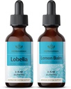 HERBAMAMA Herbal Liquid Drops Kit - Bundle of Lobelia Extract og Lemon Balm Tincture 2 fl oz - Vegan, Non- GMO, Sugar & Alcohol- Free - 2 Pack