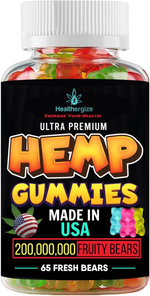 Hamp Gummies- Premium Natural Hamp Oil Gummy Bears- Promote Sleep and Hvil, Peace and Relaxation- Made in USA