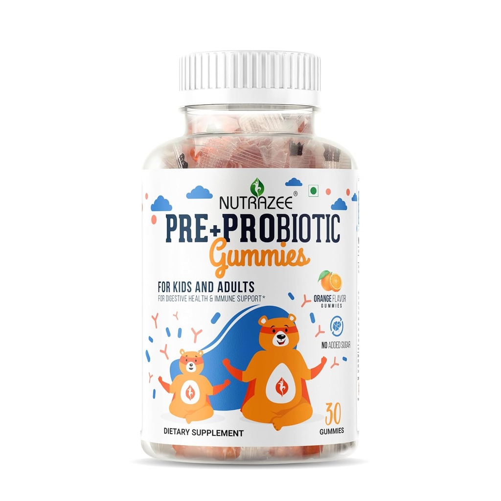 Probiotic Gummies with 2 Billion CFU, Prebiotic Fiber Supplement for Kids, Men & Women, Clinically Validated Strain for Digestion, Easy Bowel Movement & Immunity, 30 Gummy Bears