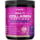 ZEBORA Multi Collagen Peptider Pulver - Hydrolyzed Collagen type I II III V X med Hyaluronsyre, Biotin, C-vitamin - Support Skin Hair Nail Joints, Non- GMO, Unflavored, Keto Friendly