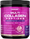 ZEBORA Multi Collagen Peptider Pulver - Hydrolyzed Collagen type I II III V X med Hyaluronsyre, Biotin, C-vitamin - Support Skin Hair Nail Joints, Non- GMO, Unflavored, Keto Friendly