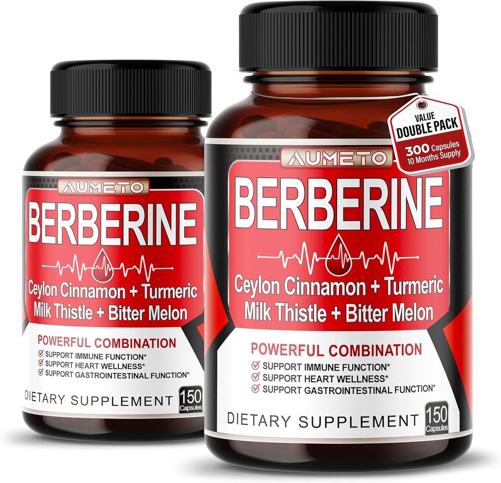Berberine supplement - forbedret med Ceylon kanel, gurkemeje, Milk Thistle, Bitter Melon til fordøjelse, Immunitet & vægt Managament Support (150 greve (pakke med 2))