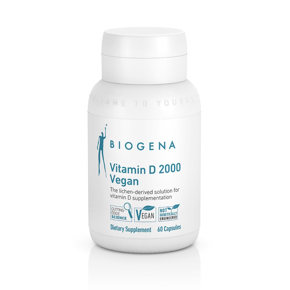 Biogena vitamin D 2000 Vegan Formel - Sun Vitamin D3 supplement til Calcium Absorption, immunforsvar - 60 kapsler * *