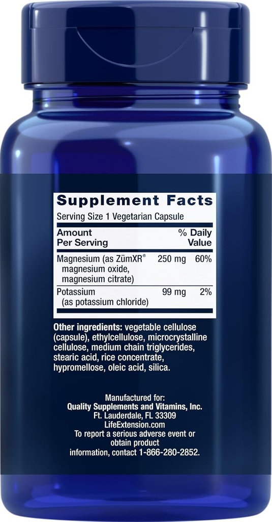 Life Extension 99mg Kalium med extenen- Release Magnesium 250mg, 100 Veg Caps - Gluten- Free - Non-GMO - Vegetar Supplement for mænd og kvinder - Dual- Action Mineral Formel