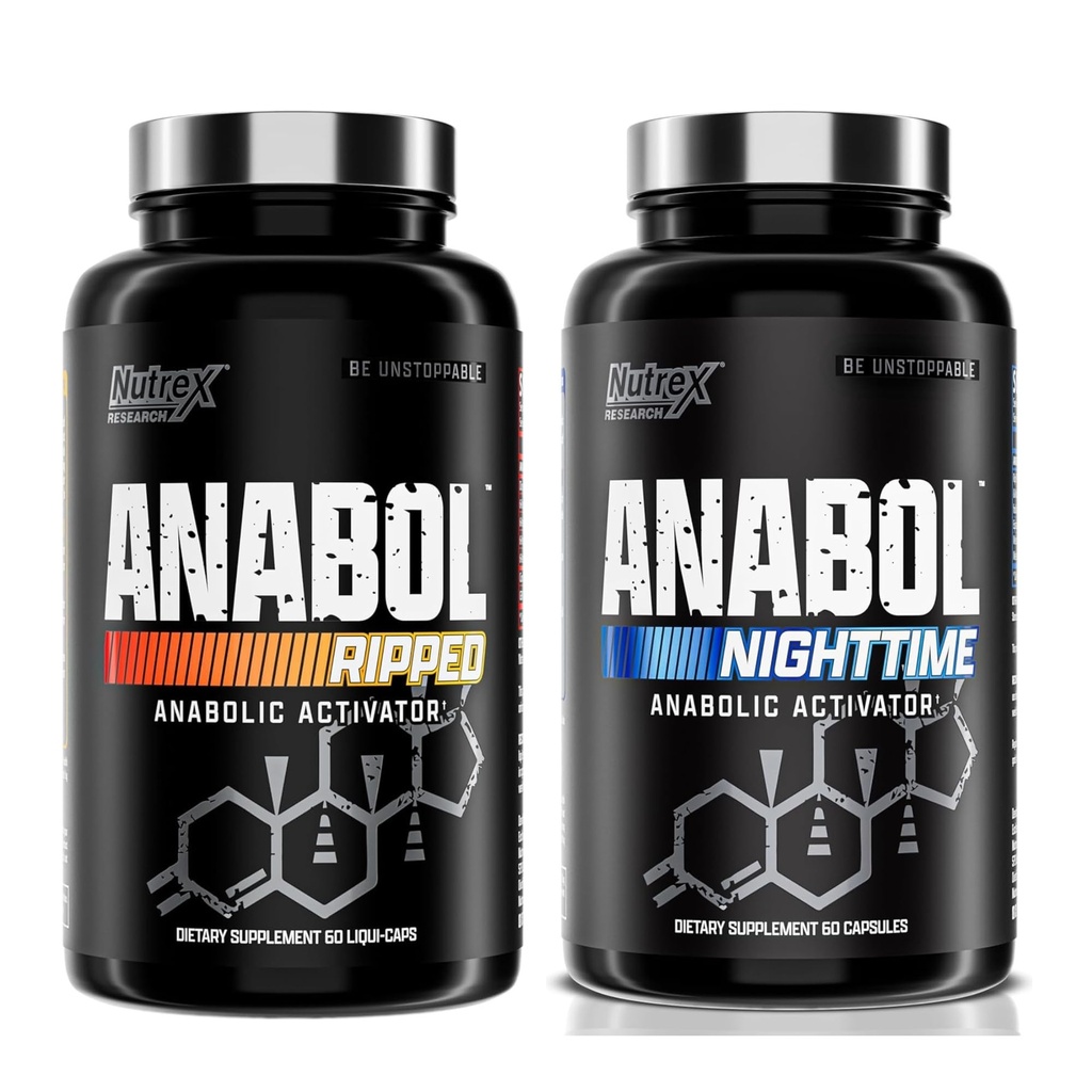 Nutrex Forskning Anabol Ripped & Nighttime PM Muscle Builder og Shredding Combo