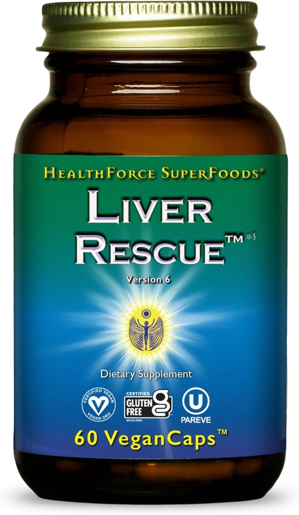HealthForce SuperFoods lever redning - Natural lever rense - med mælk tidsel & Mælkebøtte rod - Gluten- Free & Vegan - 60 kapsler