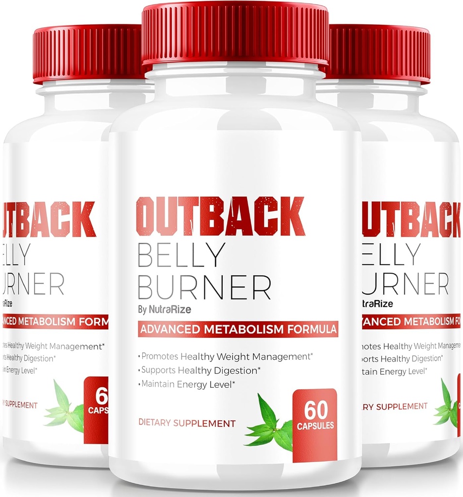 (3 Pack) Outback Belly Burner piller, Premium Out Back Belly Burner Keto kapsler, Alle naturlige Keto vægttab supplement til support Fitness og Body Goals, Official Outback BellyBurner (180 Kapsler)