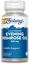 SOLARAY High Potency Aften Primrose Oil 500mg - Middle Life Support - Kilde til Gamma Linolensyre og linolsyre - Ingen solvens, koldpresset - 90 Servering, 90 Softgels