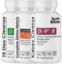 Whole Body Cleanse 3pk Bundle | 15 Day Colon Cleanser and System Alkalizing with Complete Detox Matrix and Kidney Cleanse for Urinary Tract & Bladder Health