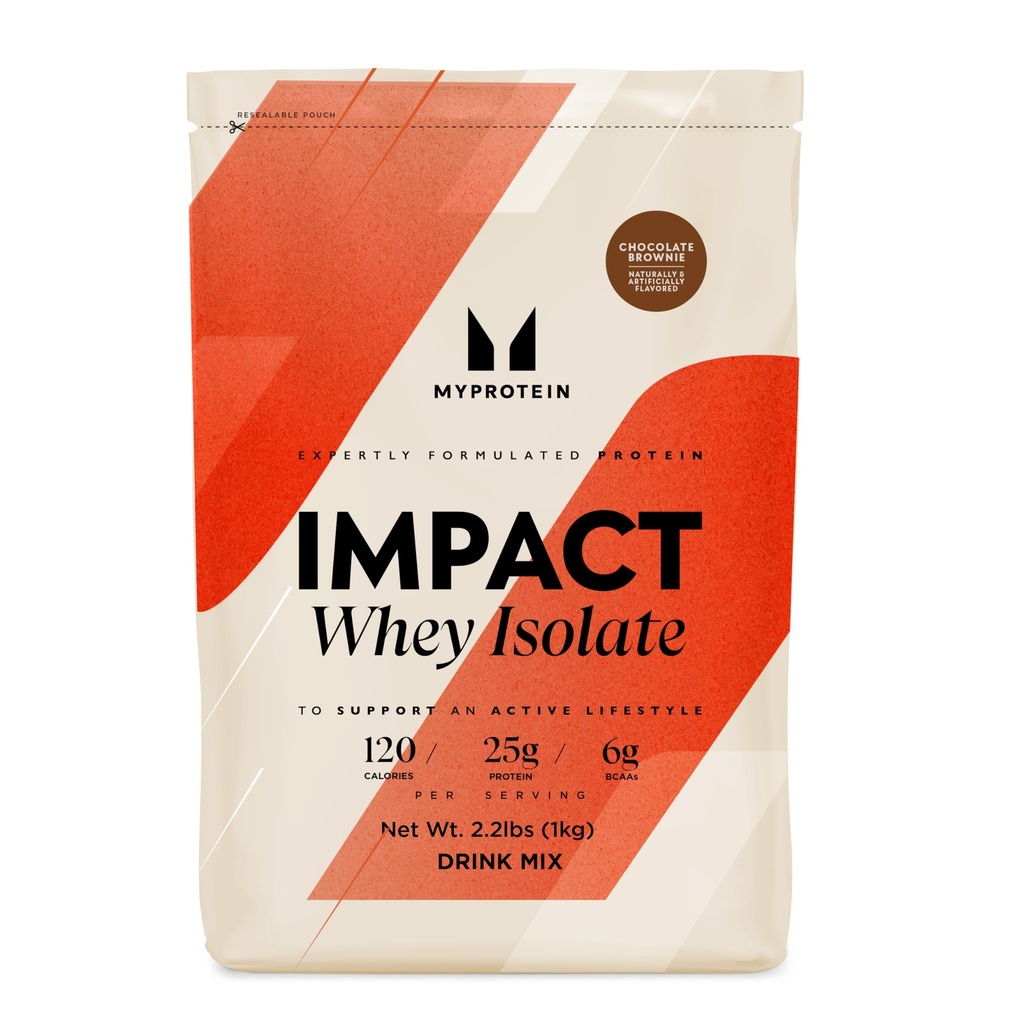Myprotein Impact Whey Protein Isolate, 2.2 Lbs (30 Servere) Chokolade Brownie, 25g Protein & 6g BCAA Per Servering, Gluten- Free Shake for Muscle Strength & Recovery