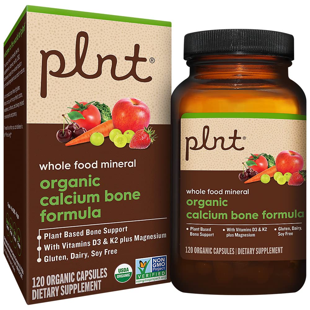 Organic Calcium Bone Formel a "Plantbased Bone Support med Vitamin D3, K2, & Magnesium (120 Organic Capsules)