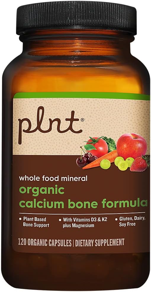 Organic Calcium Bone Formel a "Plantbased Bone Support med Vitamin D3, K2, & Magnesium (120 Organic Capsules)