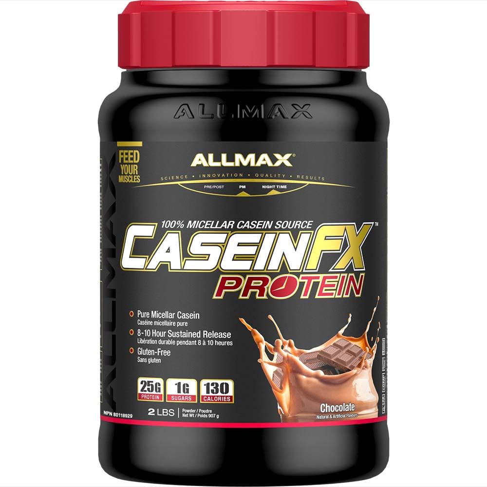 ALLMAX Casein-FX Protein, Chocolate - 2 LB - 25 Gram af Blow-Release Protein Per Scoop - Lav Carb & Zero Tilføjet sukker - ca. 27 Servere