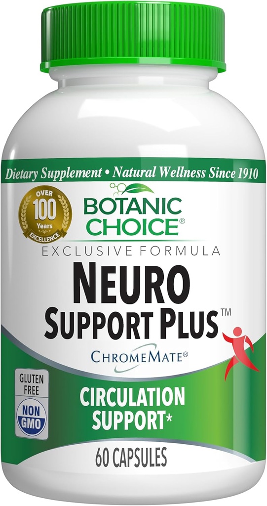 Botanic Choice Neuro Support Plus – Helps Soothe, Feet, Lower Legs- Nerve, Circulation Support-with Alpha Lipoic Acid, Biotin, Vitamin B12, B6, Benfotiamine (Vitamin B1)-Gluten Free-60 Capsules