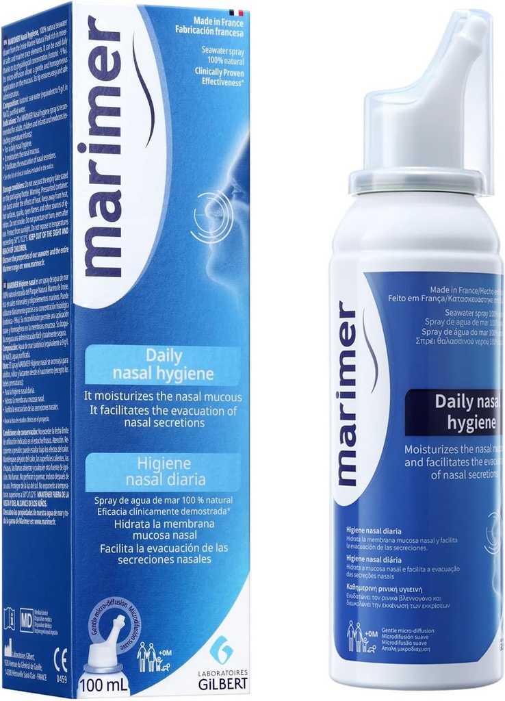 Daglig saltvand Alle naturlige havvand Nasal Spray, Sinus Rinse & Sinus Allergi Symptomer Reliever 3.38 FL OZ (100 ml)