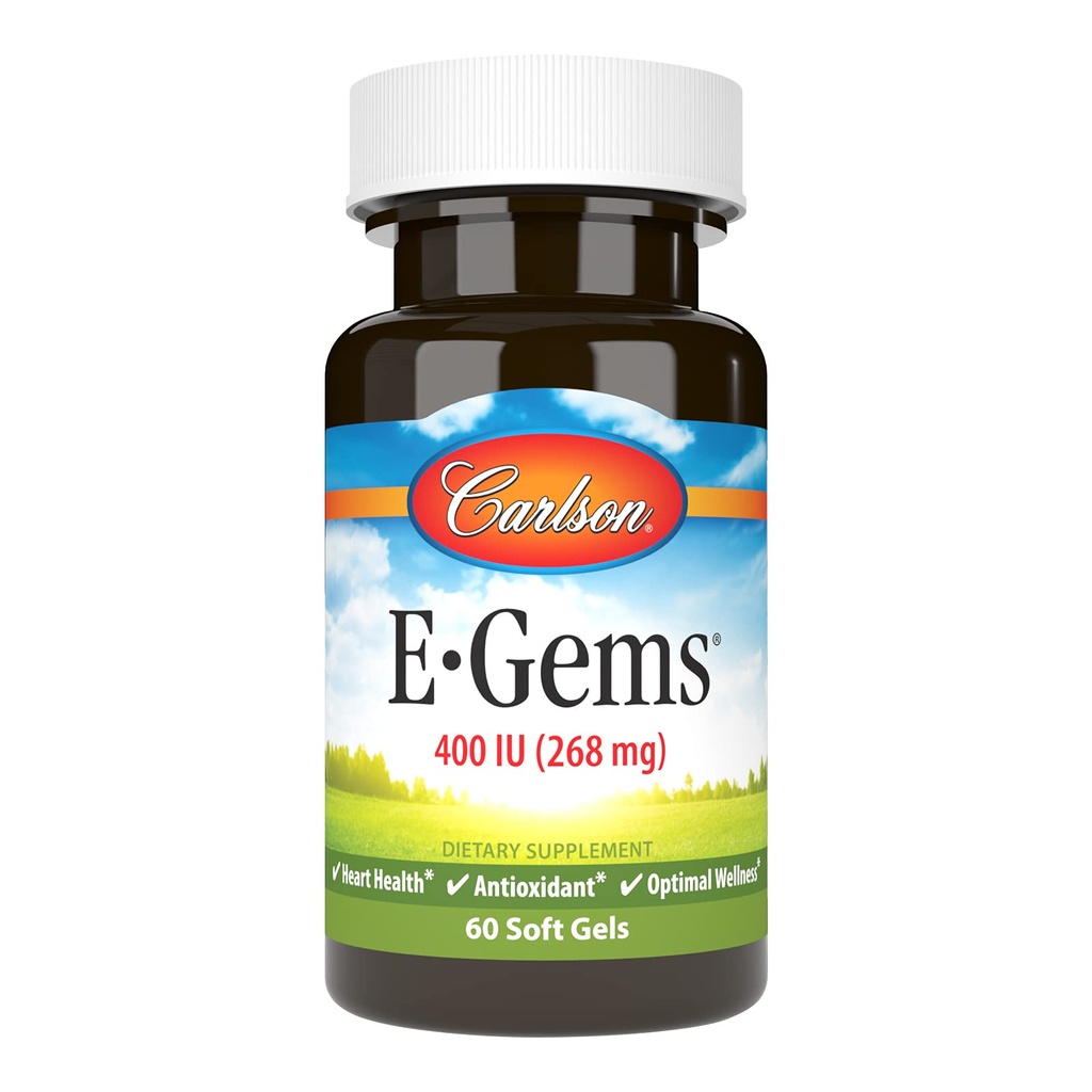 Carlson Labs E- Gems Natural Vitamin E, 400 IE, 60 Softgels