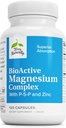 Terry naturligt BioActive Magnesium Complex - Bone & Heart Health Support - Supplement med vitamin B6, Zink & Magnesium - Pyridoxal- 5 - Phosphat Vegan Capsule Supplement - 120 Kapsler