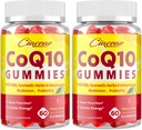CoQ10 Gummies med PQQ - 400 MG Coenzym Q10 High Potency, forstærket med ayurvedic urter, Adaptogen Mushroom Blend & Probiotika til hjerte, hjerne, energi, immunitet, Cherry Flavor, 120 Vegansk Gummies