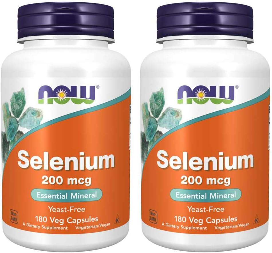 Now Foods Selenium 200 mcg VCs, 180 Count (pakke med 2)