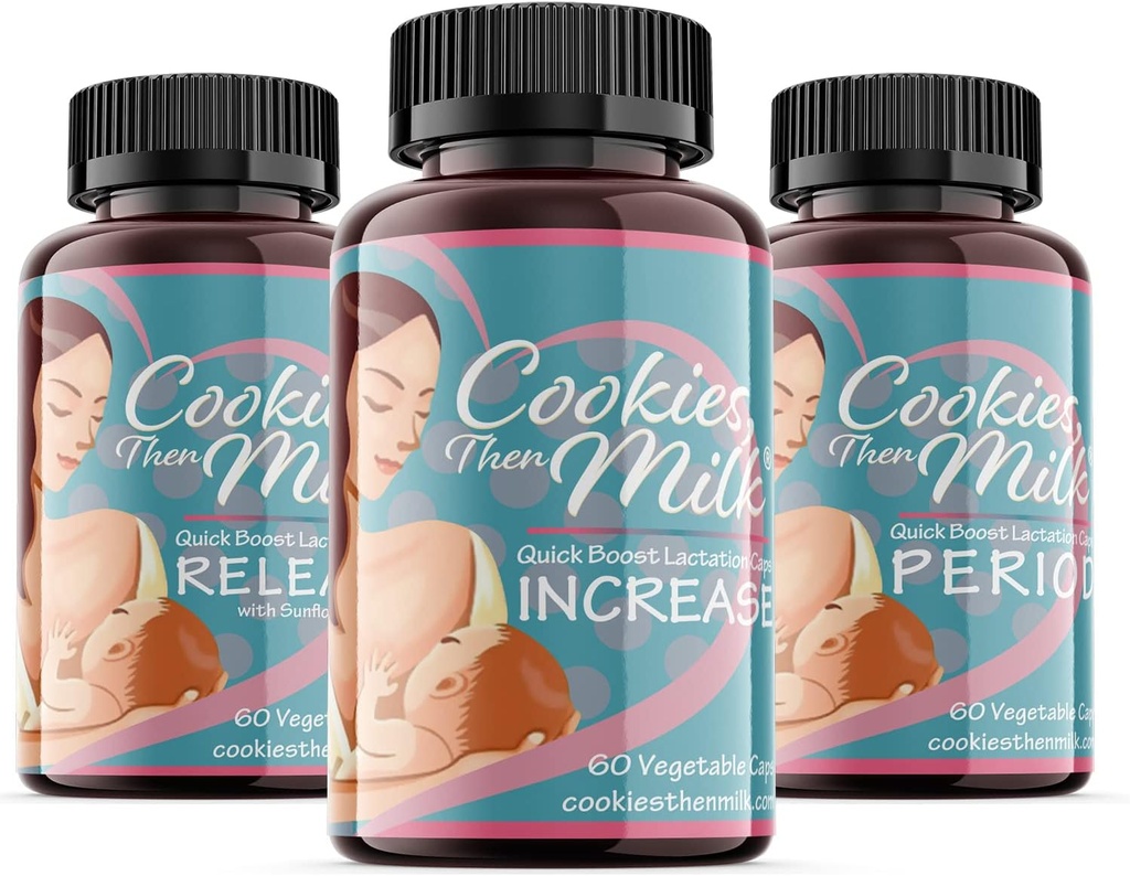 Quick Boost Lactation Capsules Set, Pumping & Breastfeeding Supplement Support for Breast Milk Supply, Lactation Support Capsules, Quick Boost Increase, Release, and Period Caps