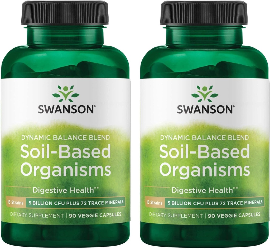 Swanson Dynamisk Balanceret Blend Soil- baserede Organismer 5 Millioner Cfu 90 Veg Caps 2 Pack