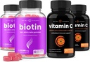 NutraChamps Biotin Gummies (2 Pack) og C-vitamin kapsler (2 Pack) 4 Pack Bundle